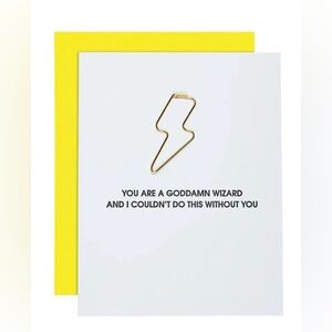 Letterpress lighting paper clip wizard greeting card boutique new with envelope